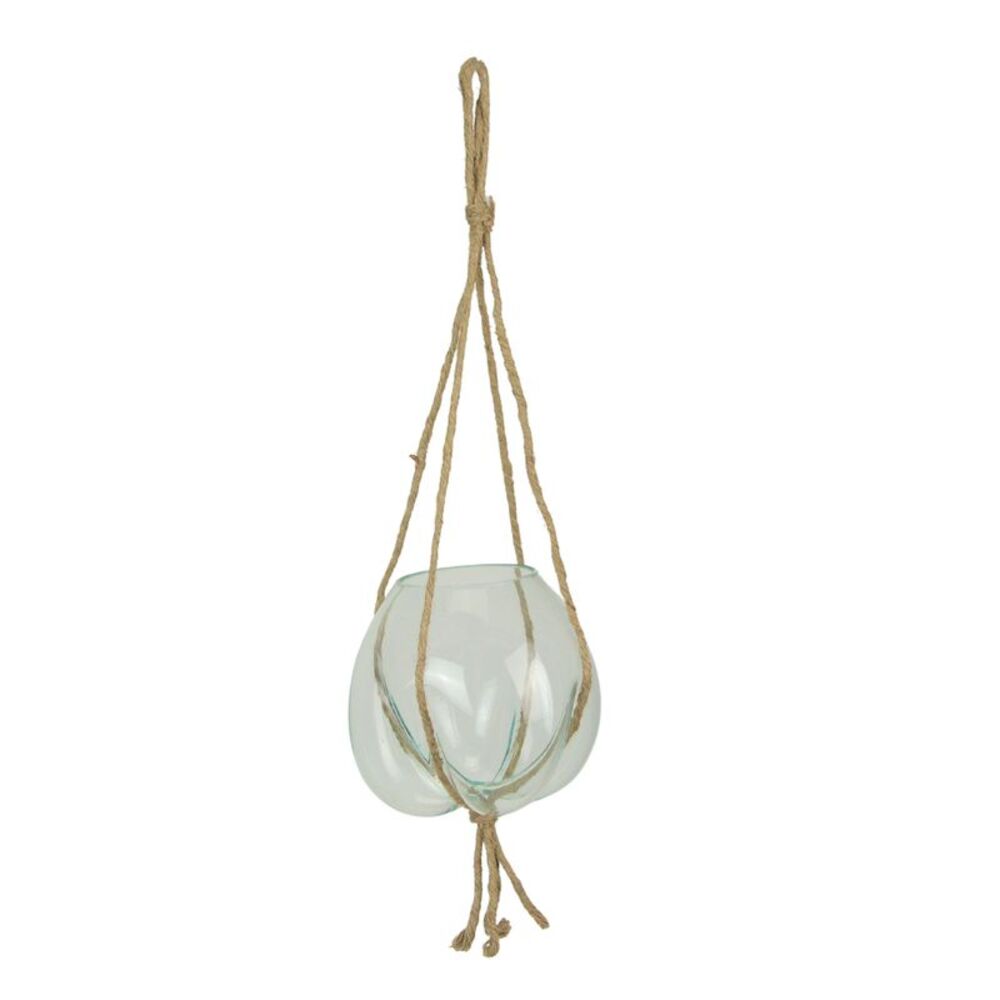 Hanging Molten Glass Terrarium Planter - 9x9 Inch, Handmade